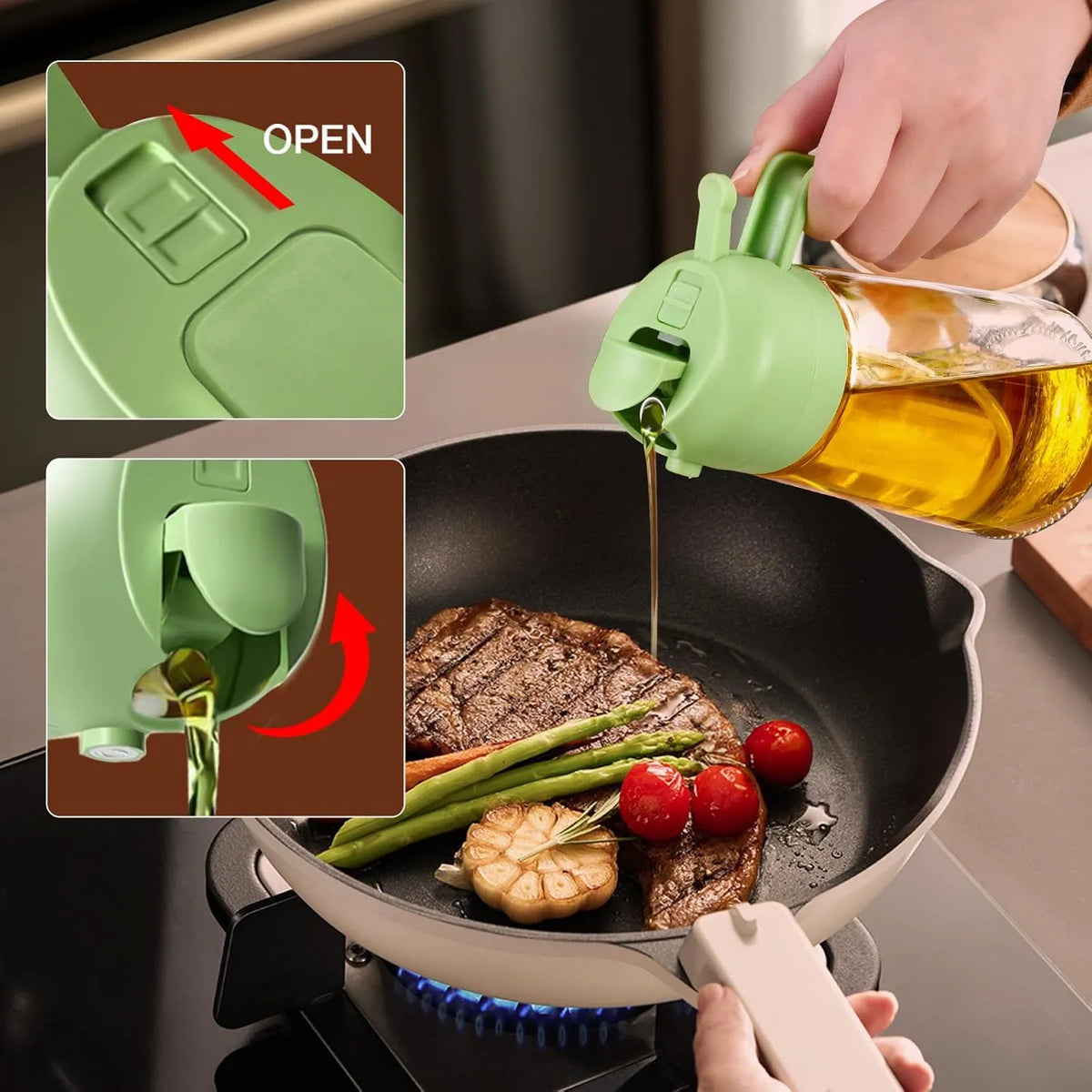 500ml 2-in-1 Oil Sprayer and Pourer Bottle
