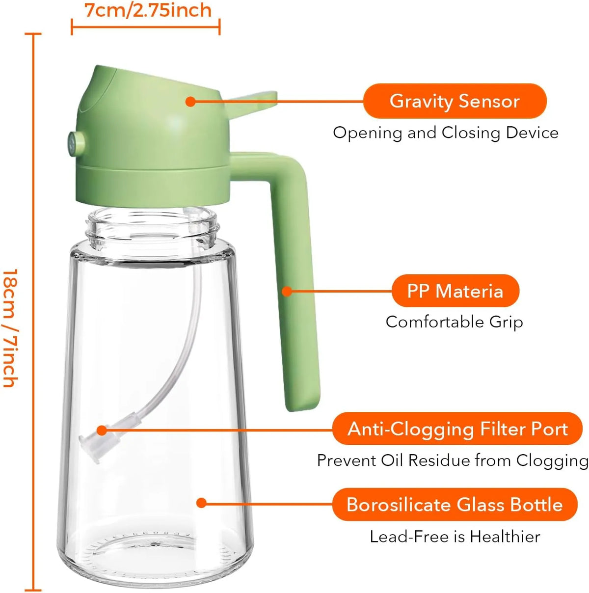 500ml 2-in-1 Oil Sprayer and Pourer Bottle