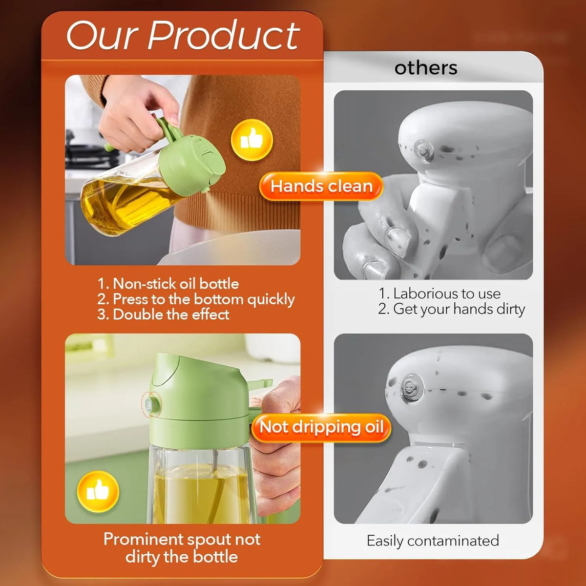 500ml 2-in-1 Oil Sprayer and Pourer Bottle