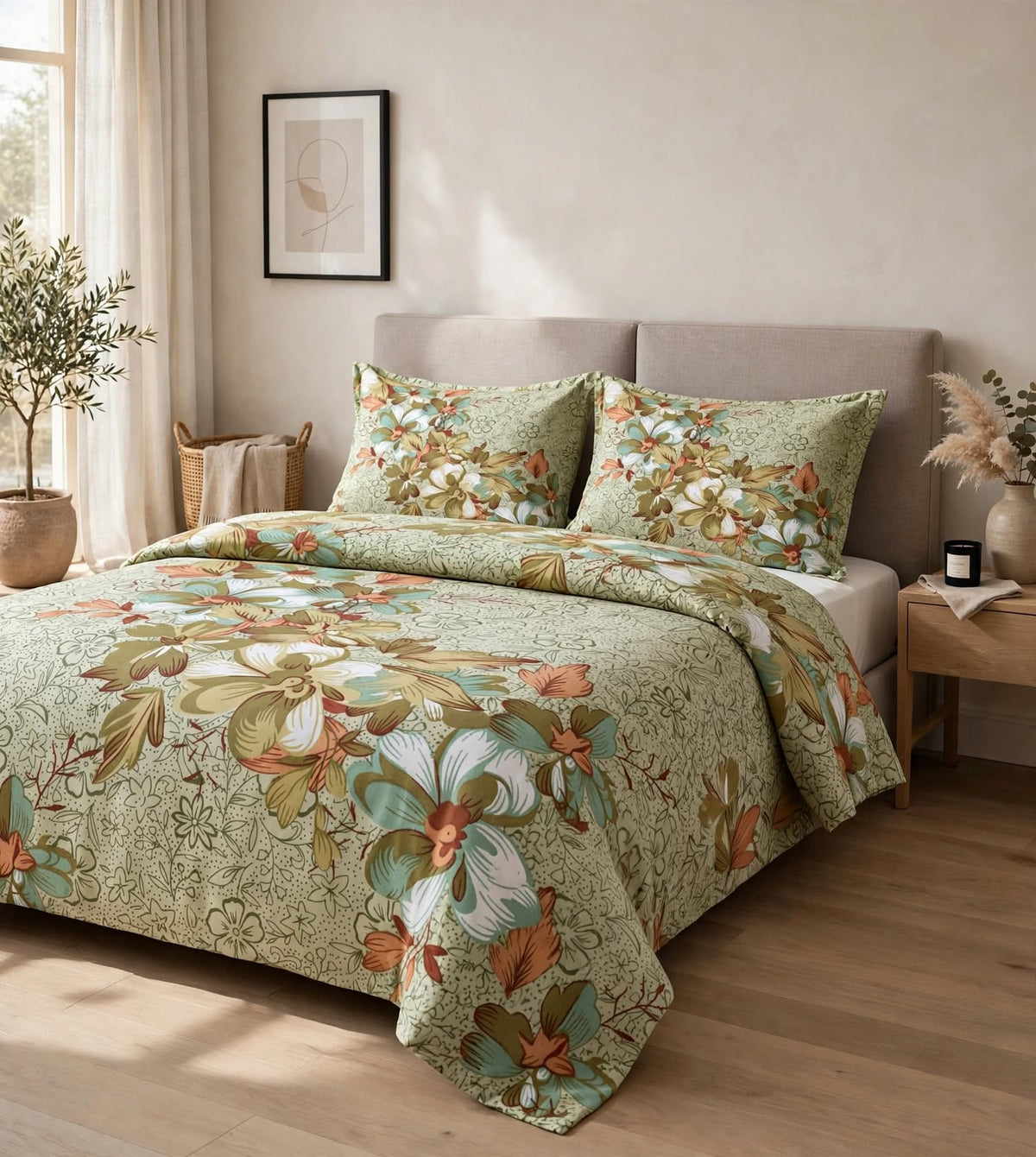 Premium Cotton King Size Bedsheet Set | 1 Bedsheet + 2 Pillow Covers Copy