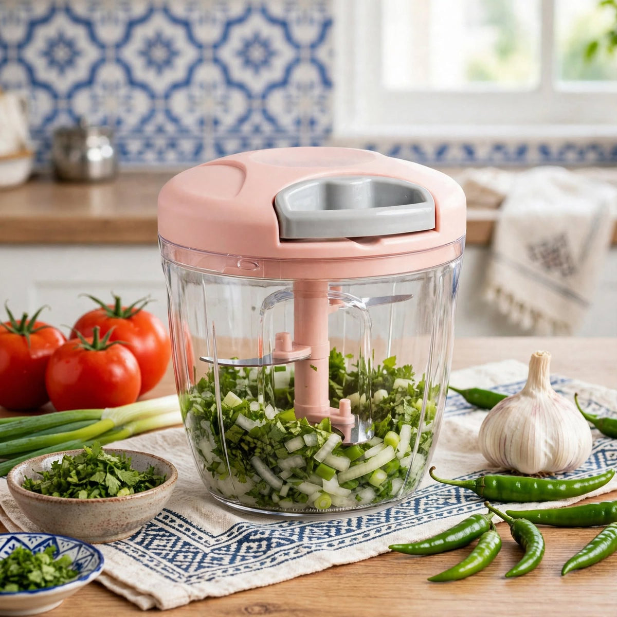 Manual Vegetable Chopper | Pull-Cord Kitchen Chopper