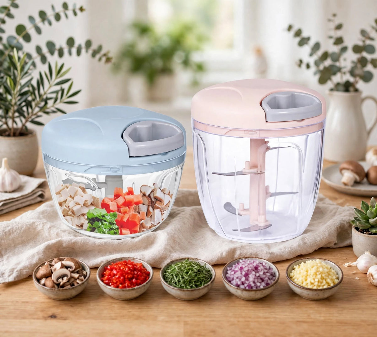 Manual Vegetable Chopper | Pull-Cord Kitchen Chopper